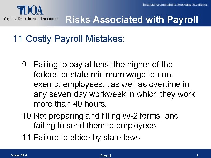 Payroll Auditing and Review Training October 2014 Photo