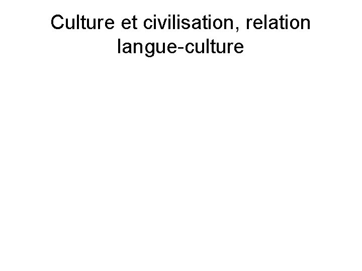 Culture et civilisation, relation langue-culture 