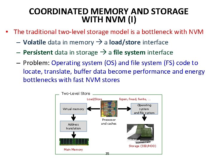 COORDINATED MEMORY AND STORAGE WITH NVM (I) • The traditional two-level storage model is
