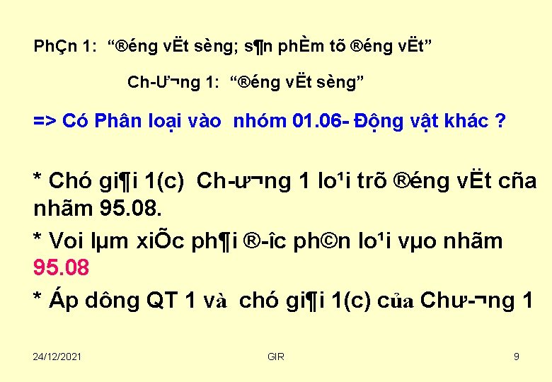 PhÇn 1: “®éng vËt sèng; s¶n phÈm tõ ®éng vËt” Ch Ư¬ng 1: “®éng