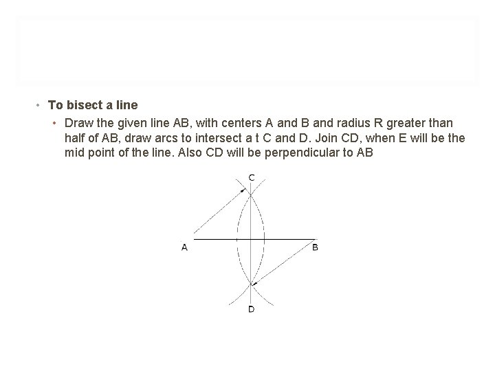  • To bisect a line • Draw the given line AB, with centers