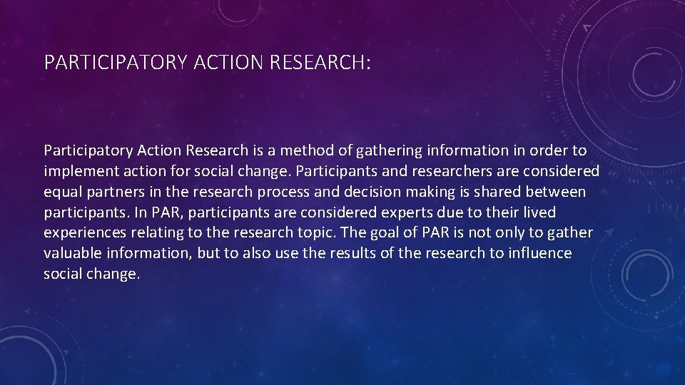 PARTICIPATORY ACTION RESEARCH STRENGTHS WEAKNESSES OPPORTUNITIES AND ...