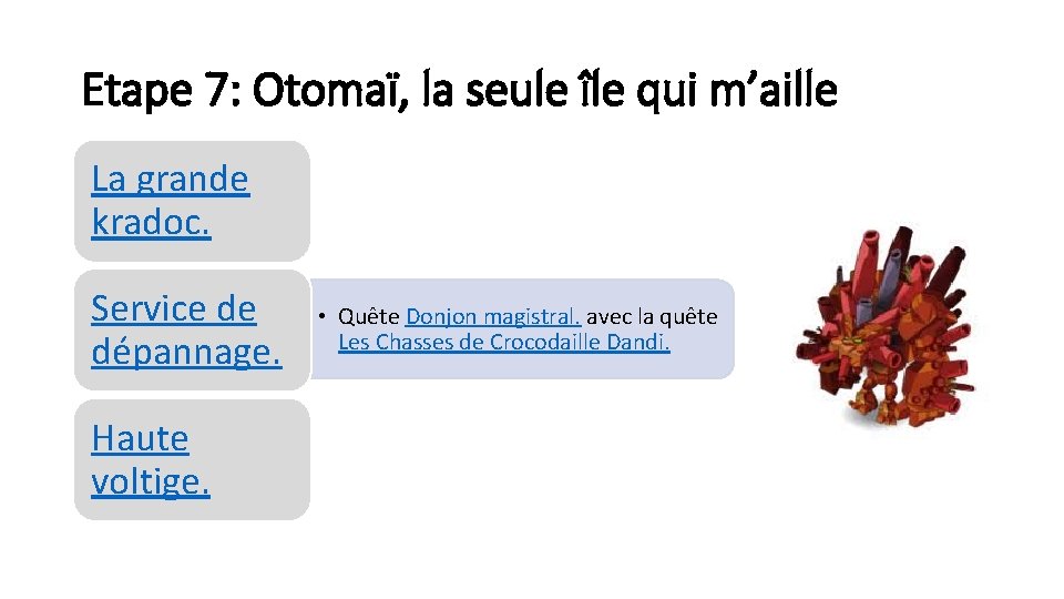 Etape 7: Otomaï, la seule île qui m’aille La grande kradoc. Service de dépannage.