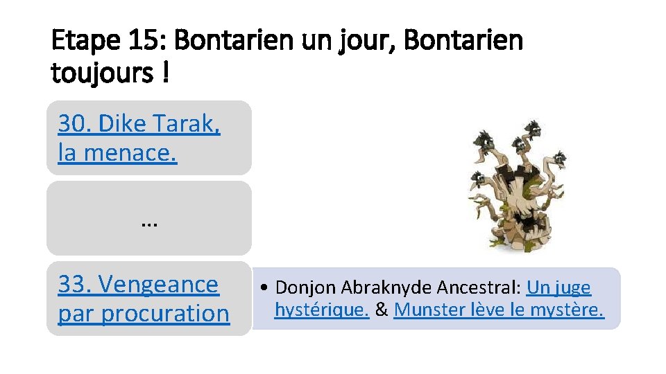 Etape 15: Bontarien un jour, Bontarien toujours ! 30. Dike Tarak, la menace. …