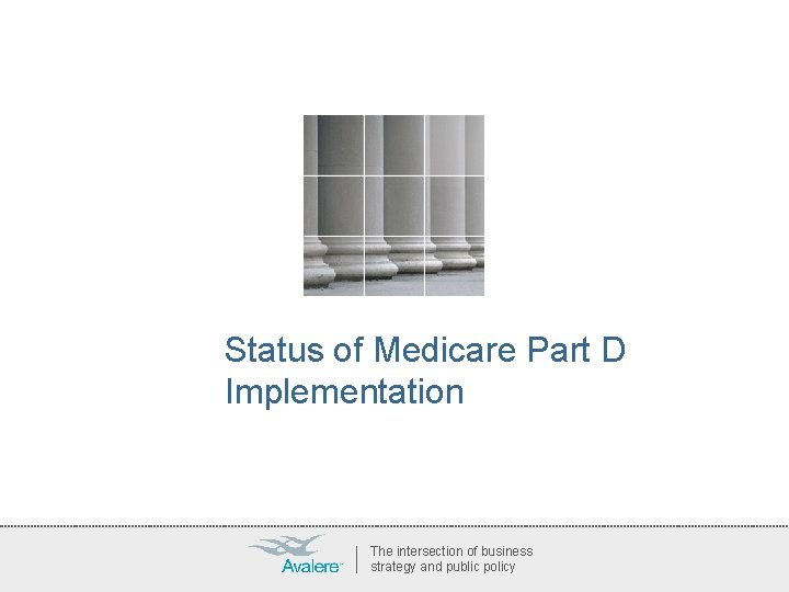 Status of Medicare Part D Implementation The intersection of business strategy and public policy