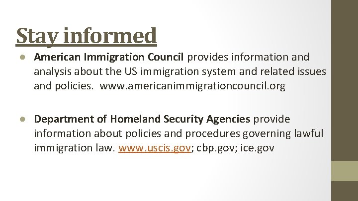 Stay informed ● American Immigration Council provides information and analysis about the US immigration Stay informed ● American Immigration Council provides information and analysis about the US immigration