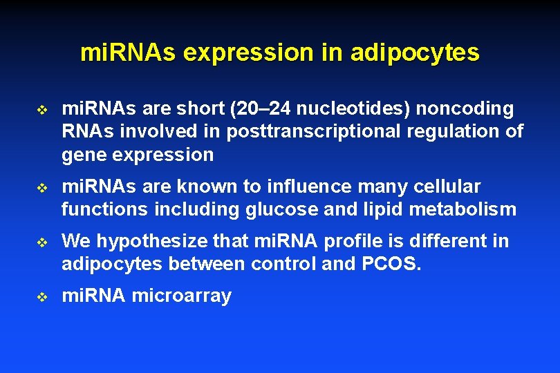 mi. RNAs expression in adipocytes v mi. RNAs are short (20– 24 nucleotides) noncoding