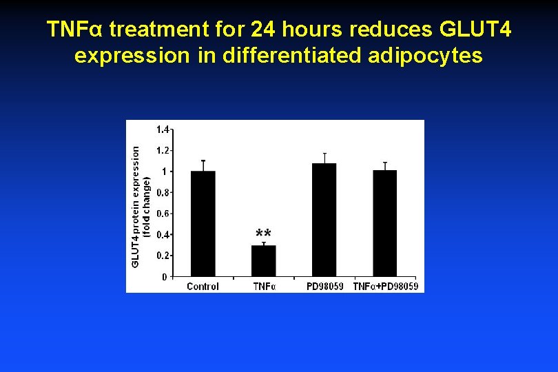 TNFα treatment for 24 hours reduces GLUT 4 expression in differentiated adipocytes 