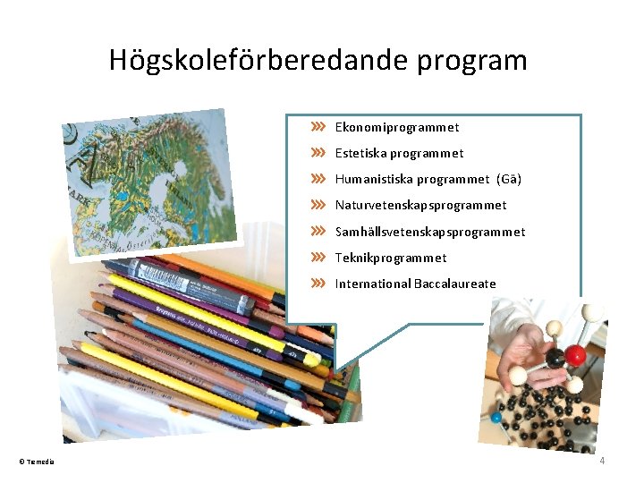 Högskoleförberedande program Ekonomiprogrammet Estetiska programmet Humanistiska programmet (Gä) Naturvetenskapsprogrammet Samhällsvetenskapsprogrammet Teknikprogrammet International Baccalaureate ©