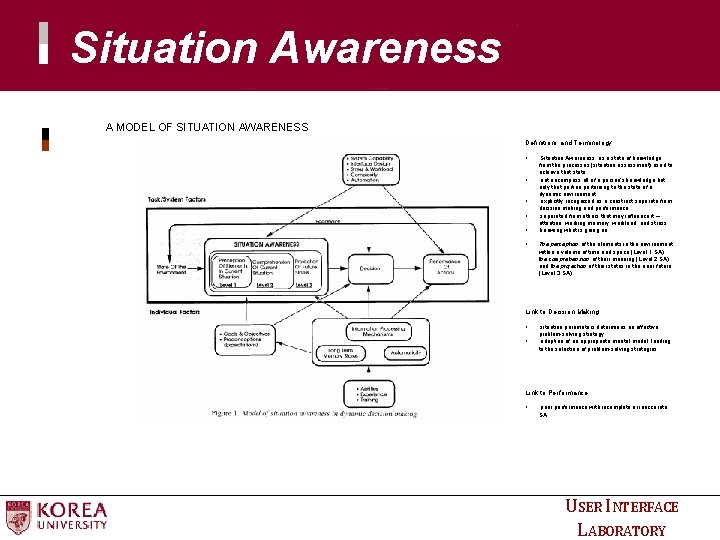 Situation Awareness A MODEL OF SITUATION AWARENESS Definitions and Terminology • • • Situation