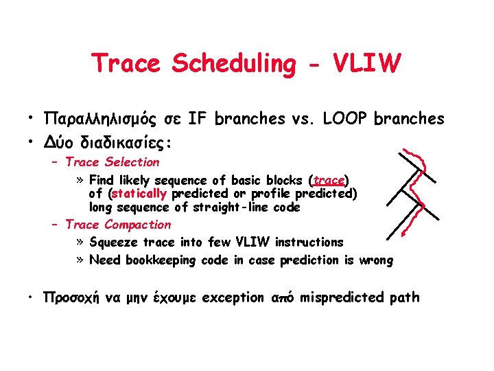 Trace Scheduling - VLIW • Παραλληλισμός σε IF branches vs. LOOP branches • Δύο