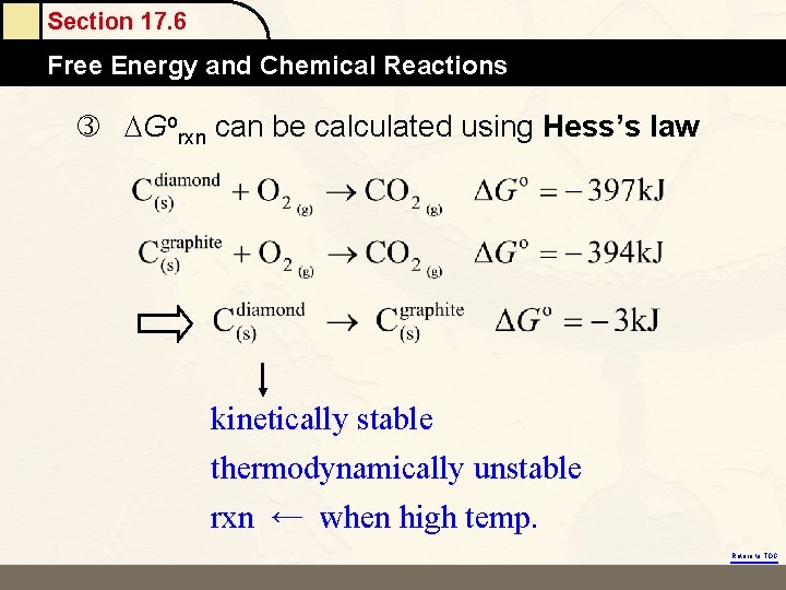 Section 17. 6 Free Energy and Chemical Reactions Gorxn can be calculated using Hess’s