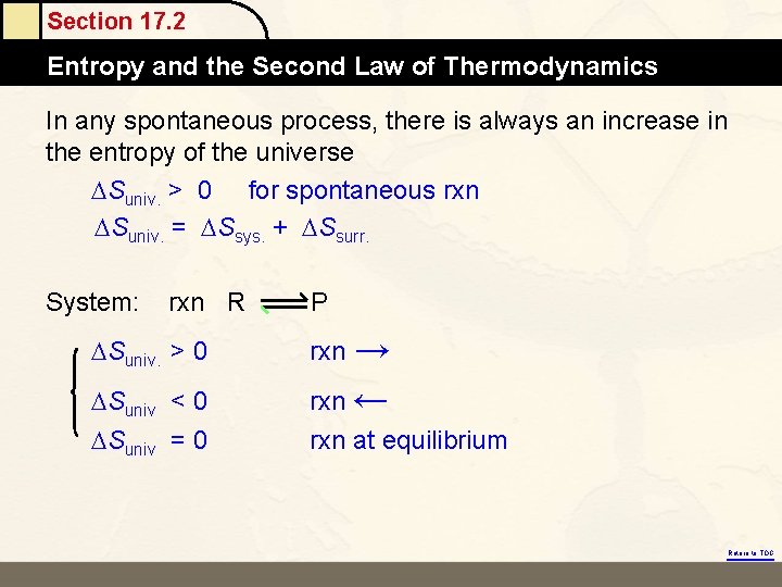 Section 17. 2 Atomic Masses Entropy and the Second Law of Thermodynamics In any