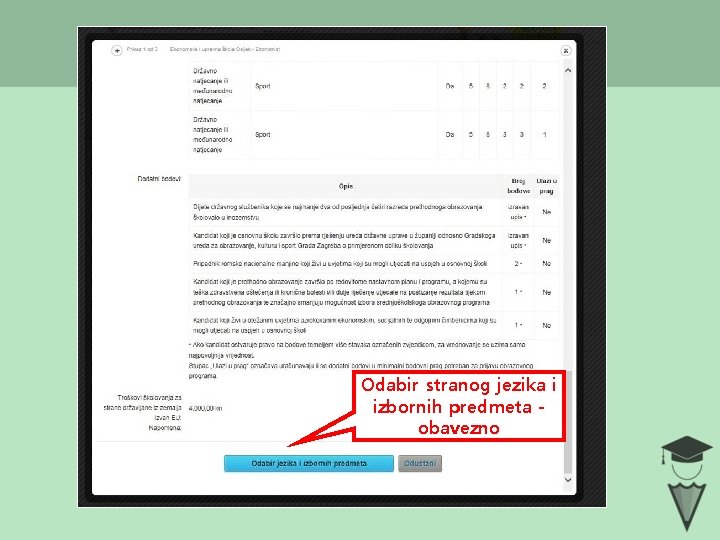 Odabir stranog jezika i izbornih predmeta obavezno 
