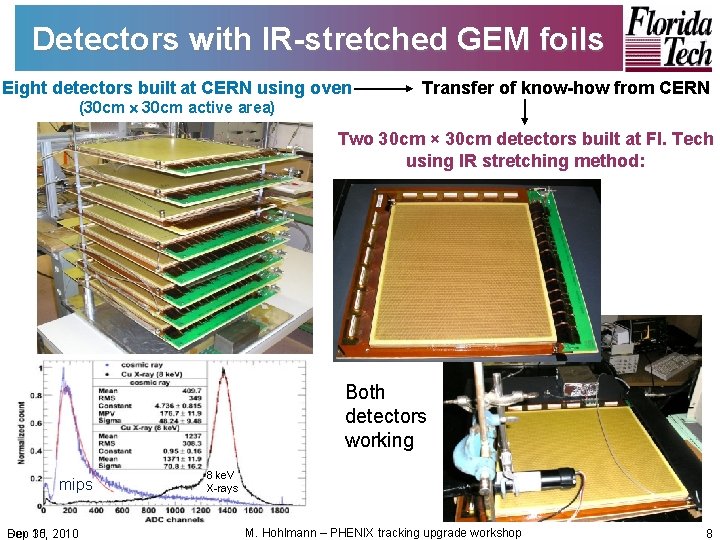 Detectors with IR-stretched GEM foils Eight detectors built at CERN using oven (30 cm