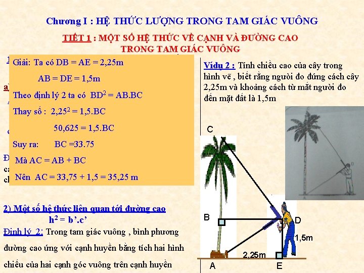 Chương I : HỆ THỨC LƯỢNG TRONG TAM GIÁC VUÔNG TIẾT 1 : MỘT