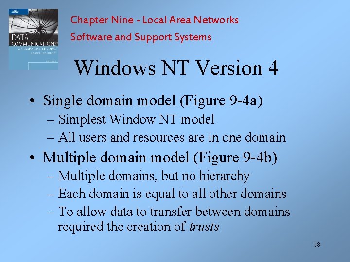 Chapter Nine - Local Area Networks Software and Support Systems Windows NT Version 4