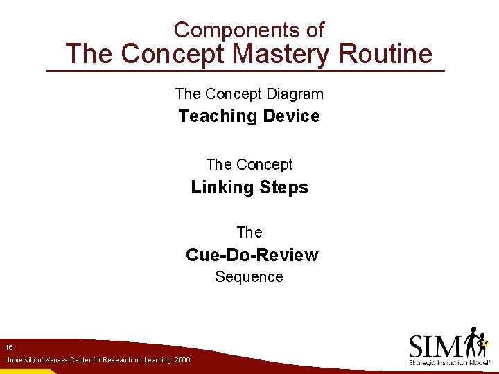 Components of The Concept Mastery Routine The Concept Diagram Teaching Device The Concept Linking