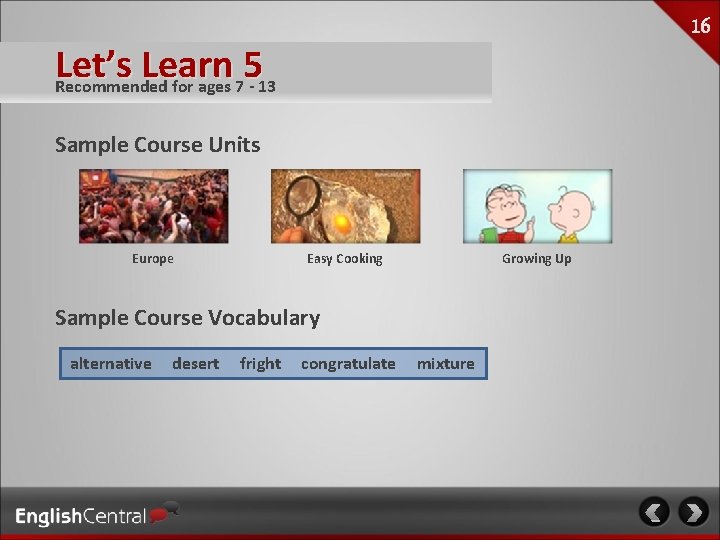 Let’s Learn 5 Recommended for ages 7 - 13 Sample Course Units Europe Easy