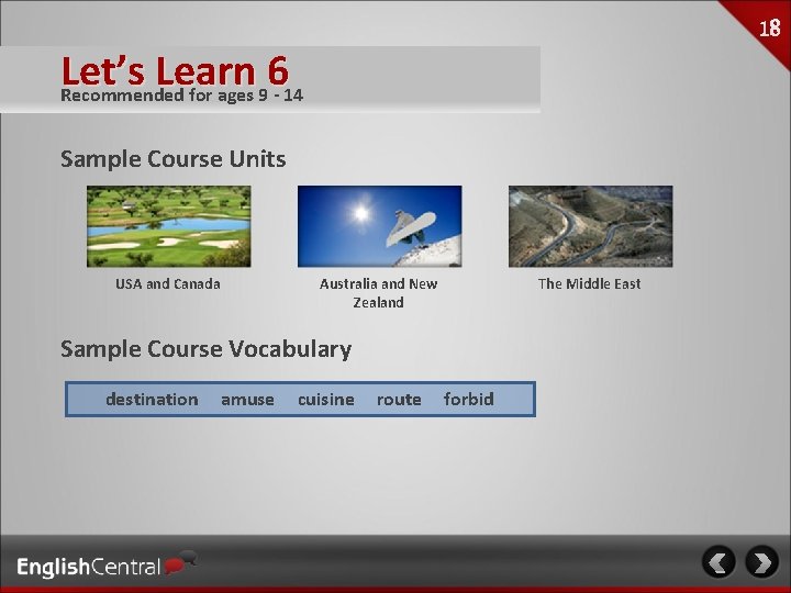 Let’s Learn 6 Recommended for ages 9 - 14 Sample Course Units Australia and