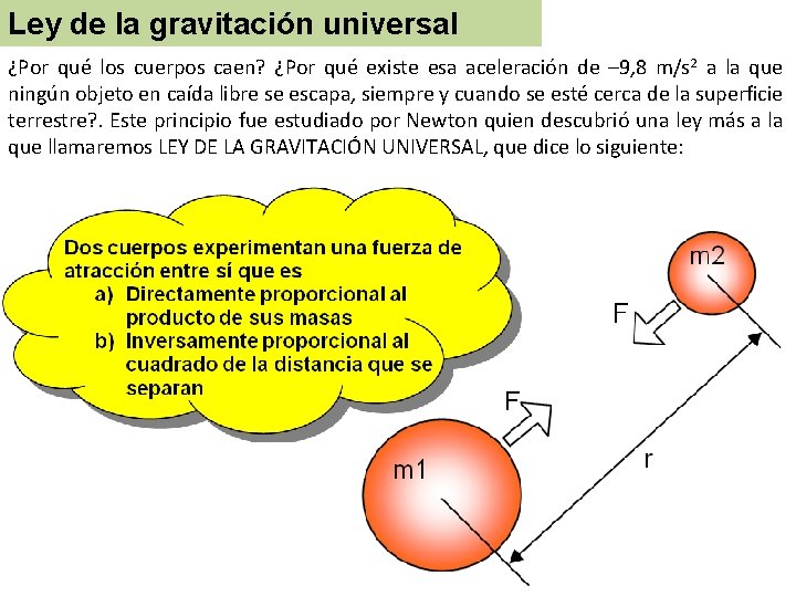 Ley de la gravitación universal ¿Por qué los cuerpos caen? ¿Por qué existe esa