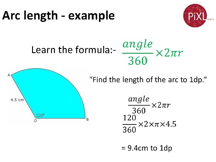 Arc length - example Learn the formula: - 