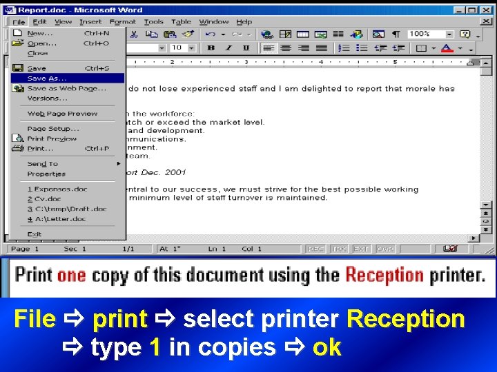 File print select printer Reception type 1 in copies ok 