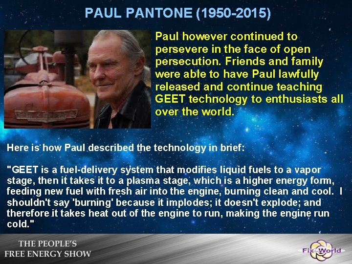 PAUL PANTONE (1950 -2015) Paul however continued to persevere in the face of open PAUL PANTONE (1950 -2015) Paul however continued to persevere in the face of open