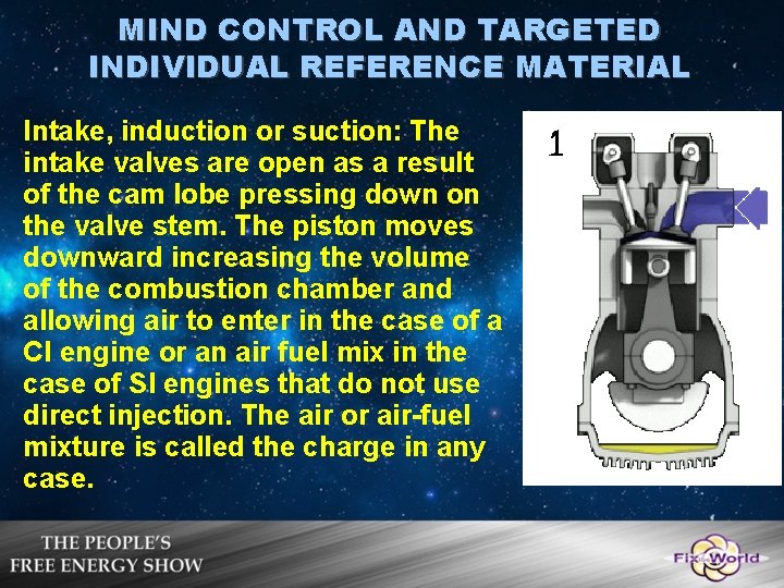MIND CONTROL AND TARGETED INDIVIDUAL REFERENCE MATERIAL Intake, induction or suction: The intake valves MIND CONTROL AND TARGETED INDIVIDUAL REFERENCE MATERIAL Intake, induction or suction: The intake valves