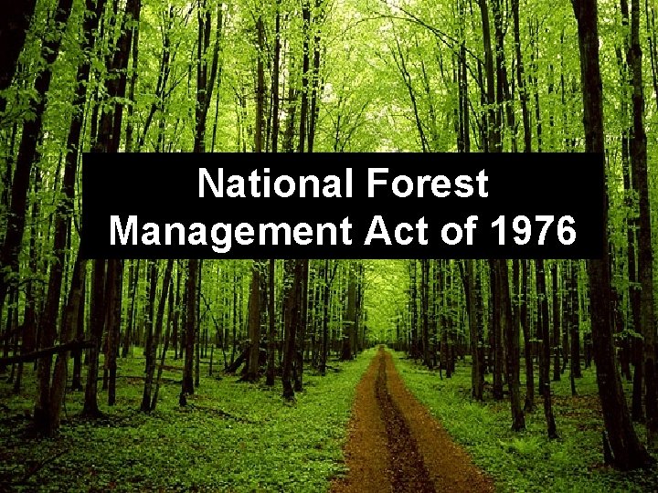 National forest management act of 1976 it was