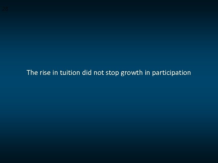 28 The rise in tuition did not stop growth in participation 