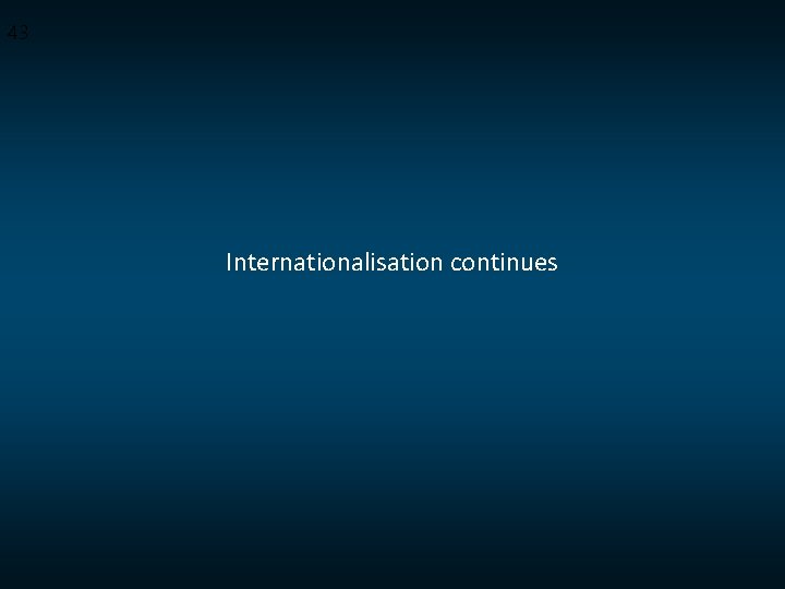 43 Internationalisation continues 