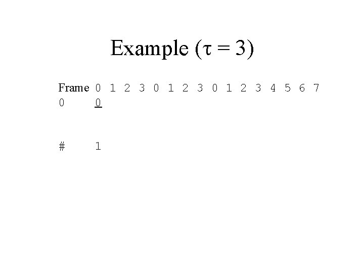 Example ( = 3) Frame 0 1 2 3 4 5 6 7 0