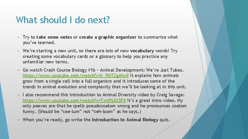 What should I do next? • Try to take some notes or create a What should I do next? • Try to take some notes or create a
