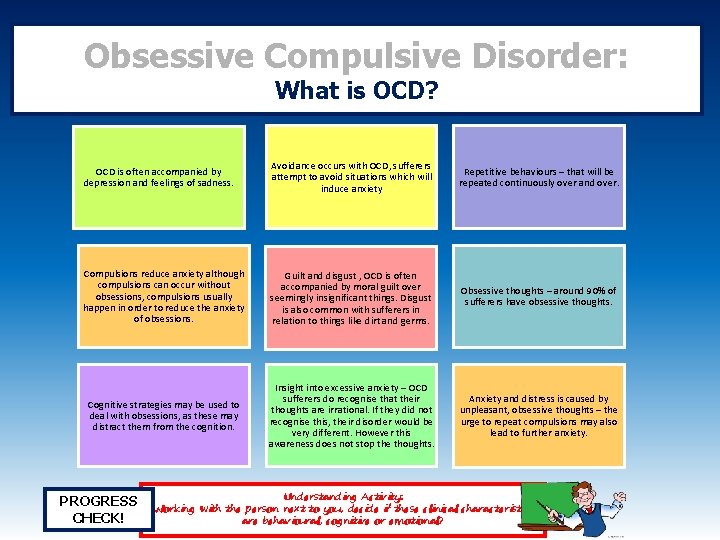 Obsessive Compulsive Disorder: What is OCD? OCD is often accompanied by depression and feelings