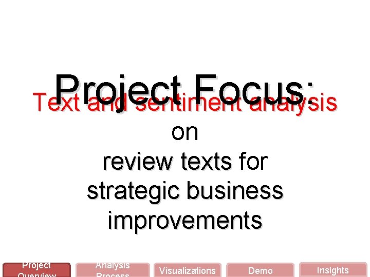 Project Focus: Text and sentiment analysis on review texts for strategic business improvements Project