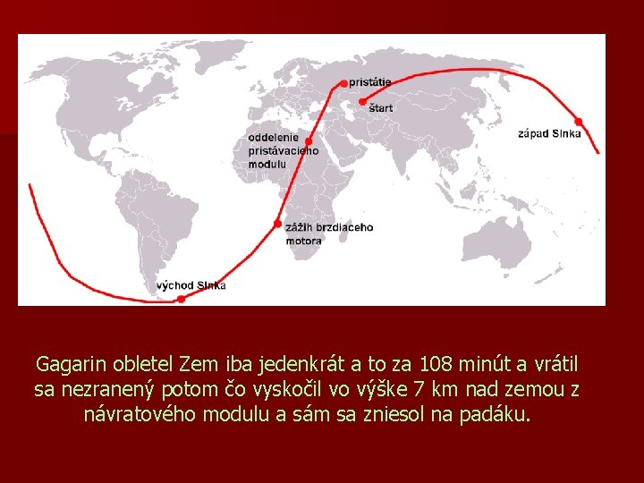 Gagarin obletel Zem iba jedenkrát a to za 108 minút a vrátil sa nezranený