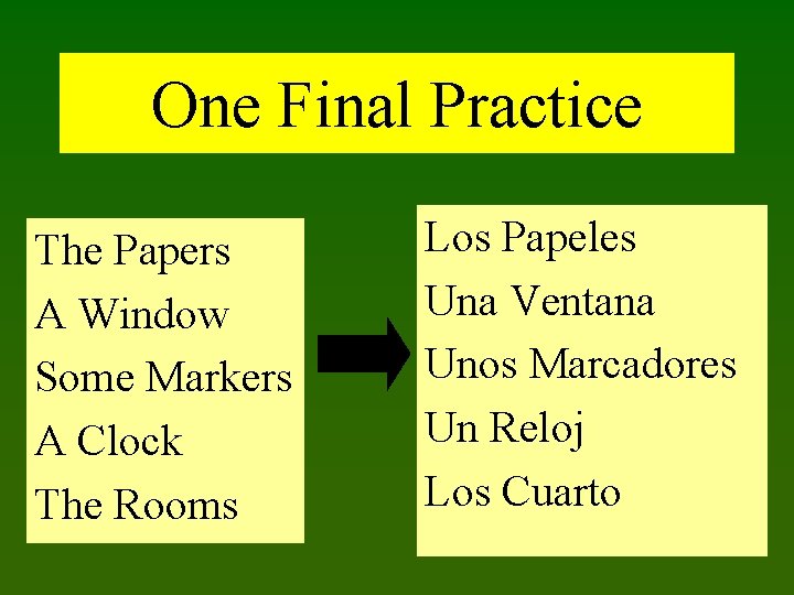 One Final Practice The Papers A Window Some Markers A Clock The Rooms Los