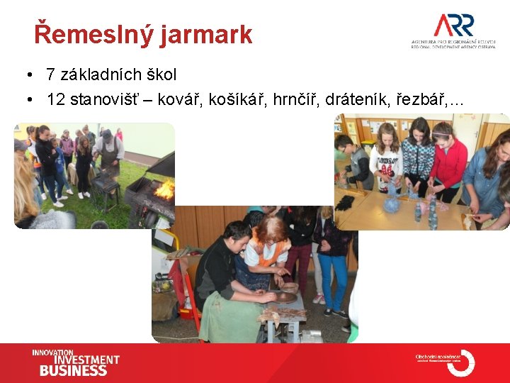 Řemeslný jarmark • 7 základních škol • 12 stanovišť – kovář, košíkář, hrnčíř, dráteník,