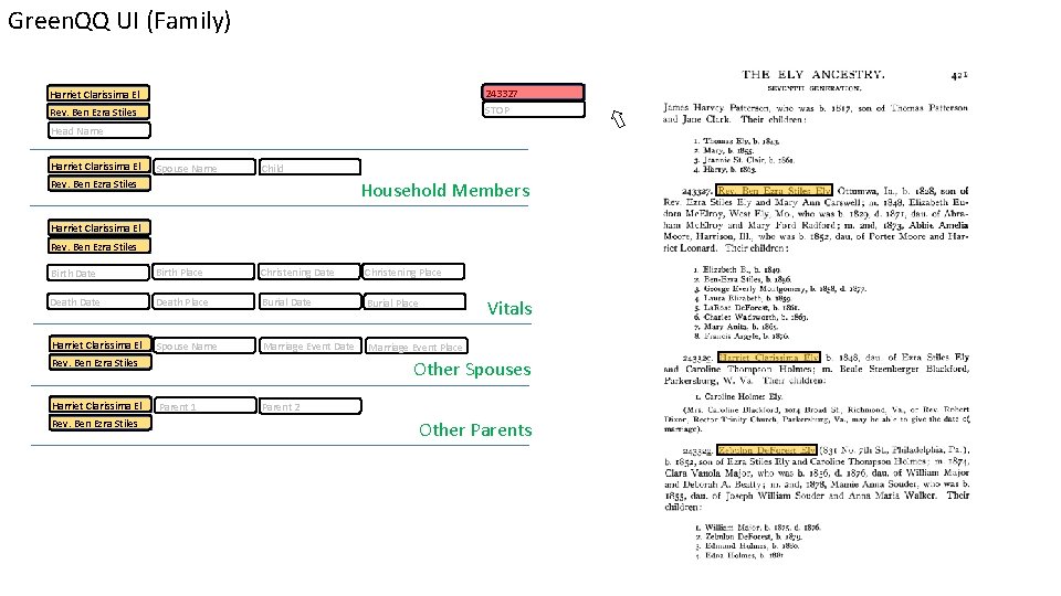 Green. QQ UI (Family) Harriet Clarissima El 243327 Rev. Ben Ezra Stiles STOP Head