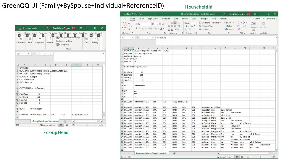 Green. QQ UI (Family+By. Spouse+Individual+Reference. ID) Group. Head Household. Id 