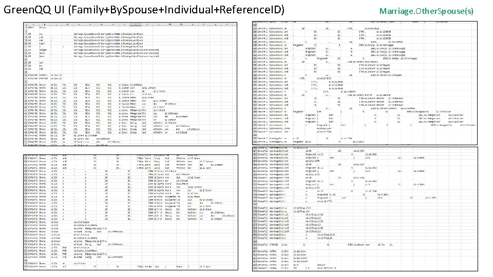 Green. QQ UI (Family+By. Spouse+Individual+Reference. ID) Marriage. Other. Spouse(s) 