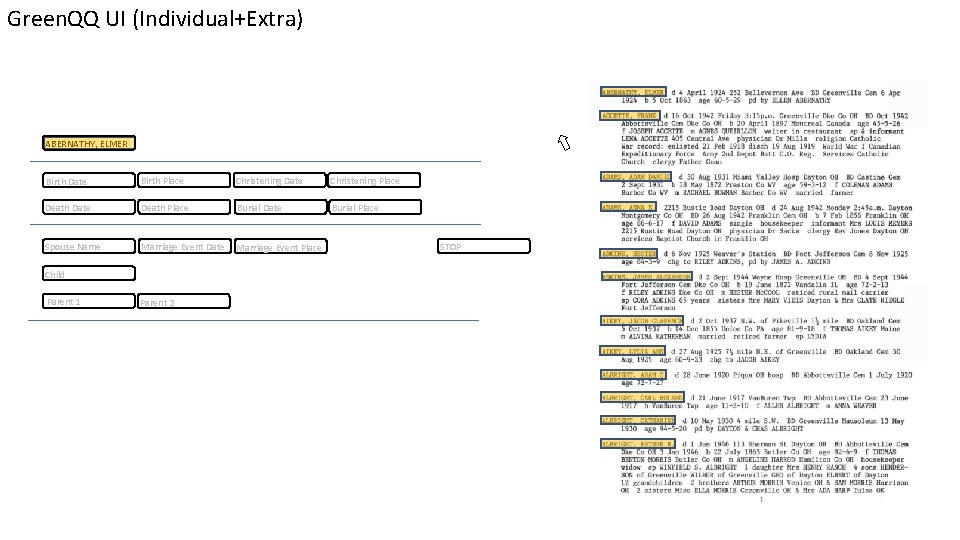Green. QQ UI (Individual+Extra) ABERNATHY, ELMER Birth Date Birth Place Christening Date Christening Place