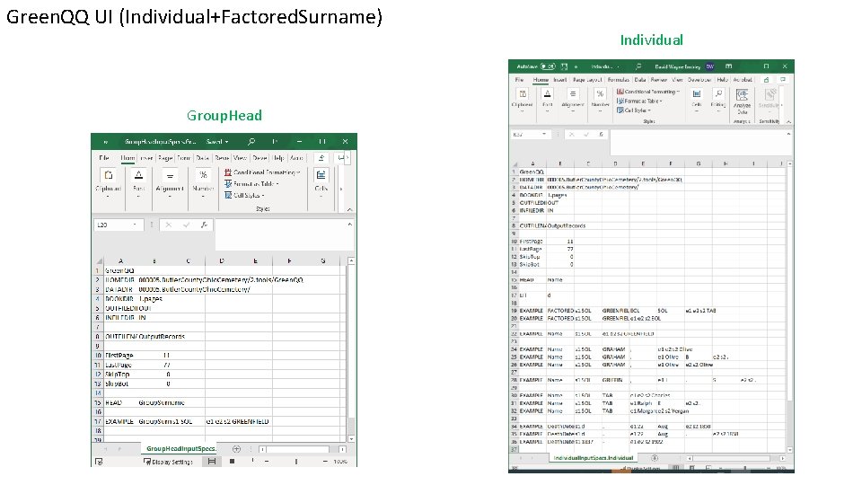 Green. QQ UI (Individual+Factored. Surname) Individual Group. Head 