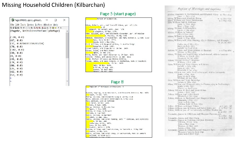 Missing Household Children (Kilbarchan) Page 5 (start page) Page 8 