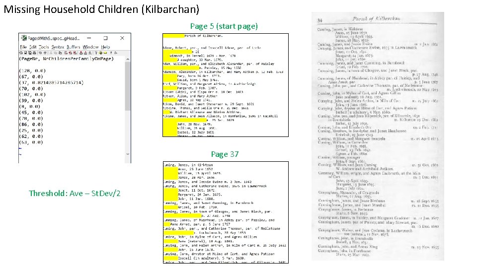 Missing Household Children (Kilbarchan) Page 5 (start page) Page 37 Threshold: Ave – St.
