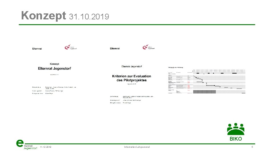 Konzept 31. 10. 2019 BIKO 11. 12. 2019 Information Lehrpersonal 5 
