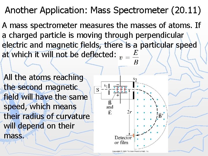 Another Application: Mass Spectrometer (20. 11) A mass spectrometer measures the masses of atoms.