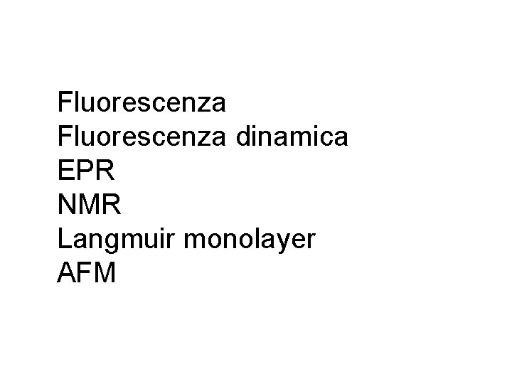 Fluorescenza dinamica EPR NMR Langmuir monolayer AFM 