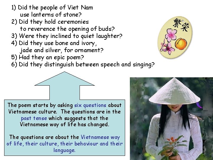 1) Did the people of Viet Nam use lanterns of stone? 2) Did they